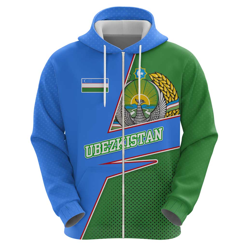 Uzbekistan Hoodie with National Coat of Arms and Modern Gradient Design TS04