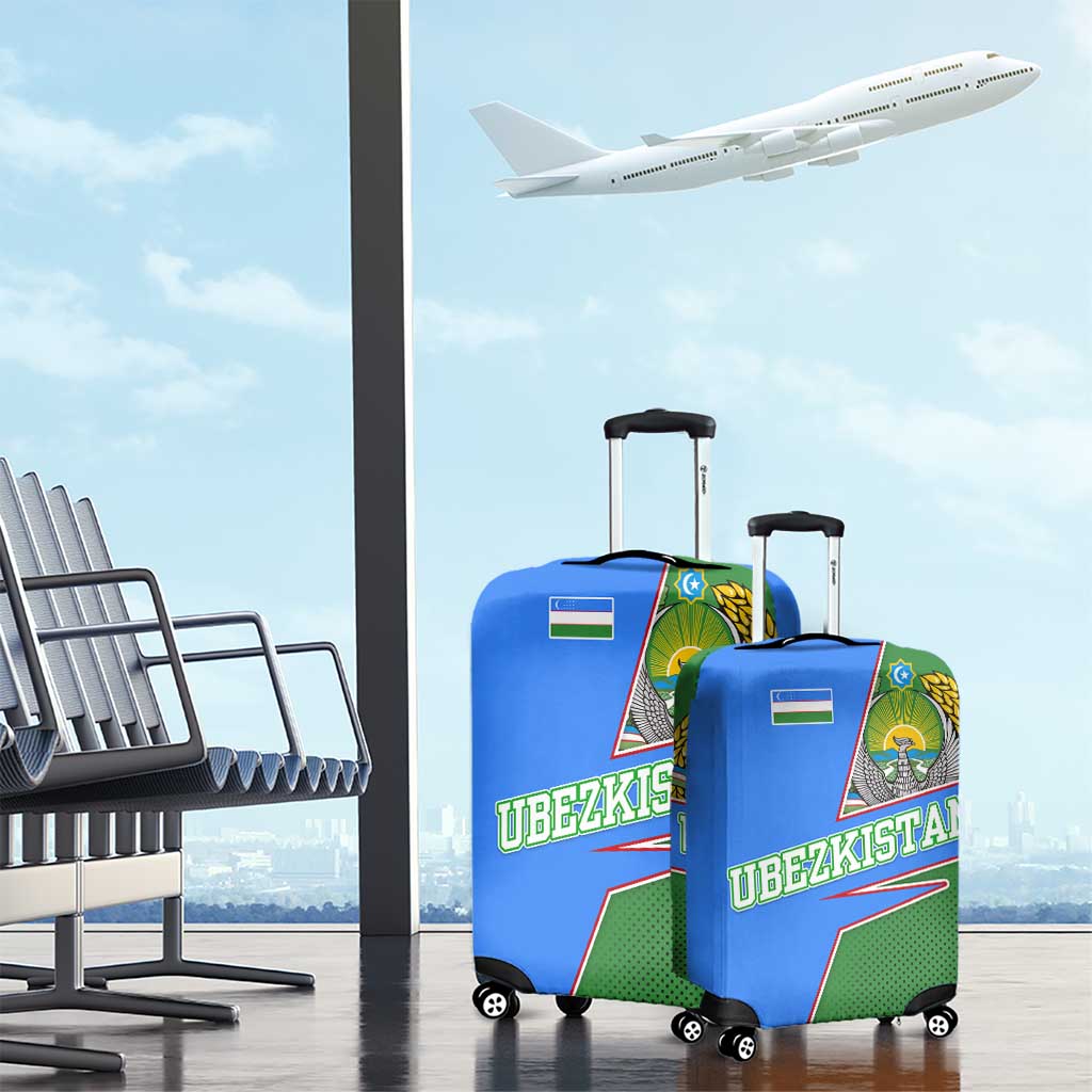 Uzbekistan Luggage Cover with National Coat of Arms and Modern Gradient Design TS04