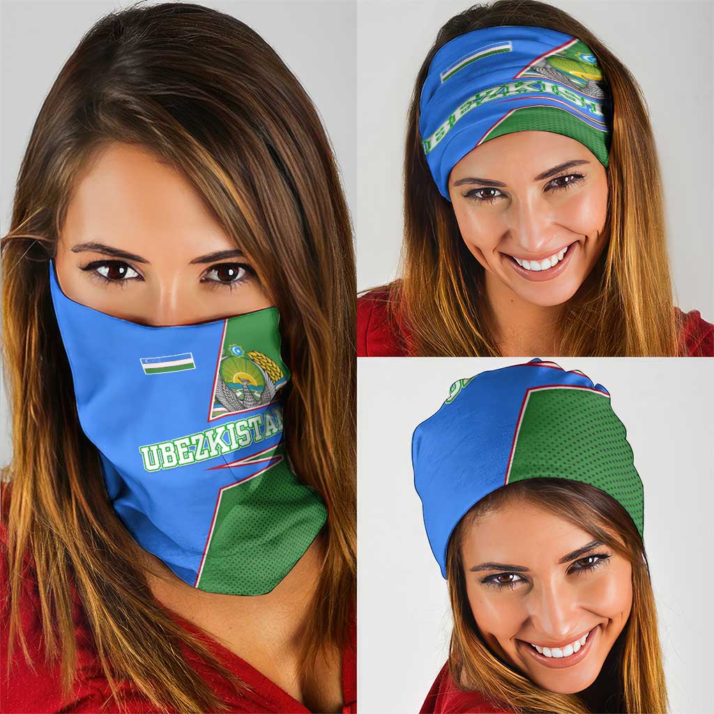 Uzbekistan Neck Gaiter with National Coat of Arms and Modern Gradient Design TS04