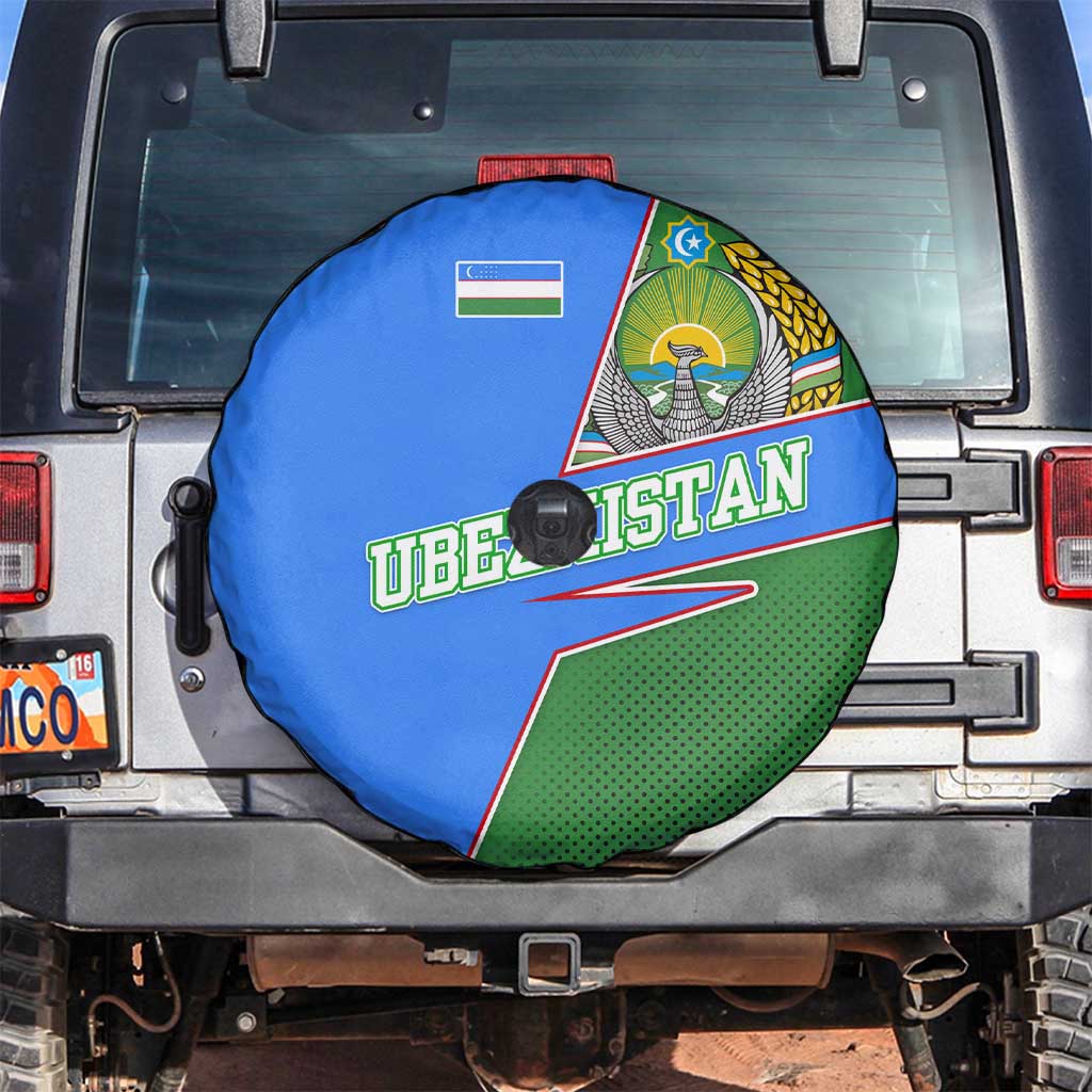 Uzbekistan Spare Tire Cover with National Coat of Arms and Modern Gradient Design TS04