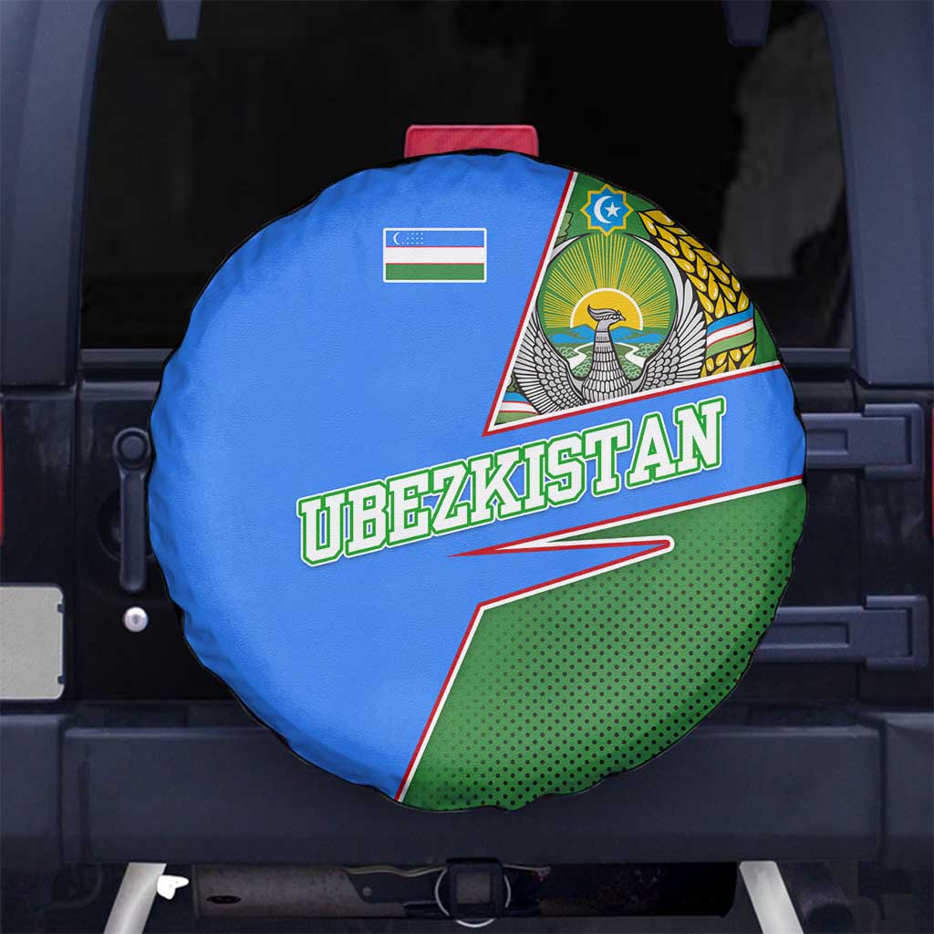 Uzbekistan Spare Tire Cover with National Coat of Arms and Modern Gradient Design TS04