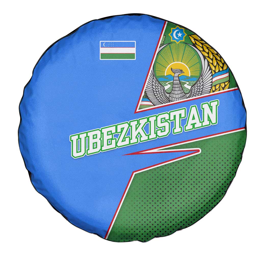 Uzbekistan Spare Tire Cover with National Coat of Arms and Modern Gradient Design TS04