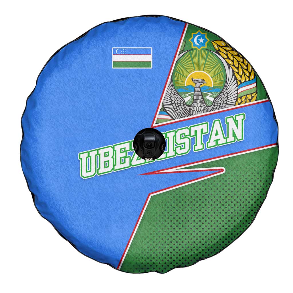 Uzbekistan Spare Tire Cover with National Coat of Arms and Modern Gradient Design TS04