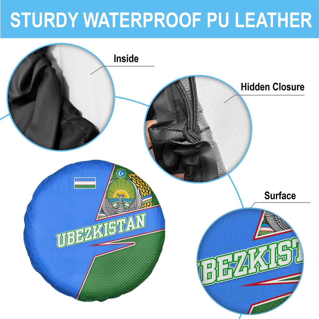 Uzbekistan Spare Tire Cover with National Coat of Arms and Modern Gradient Design TS04