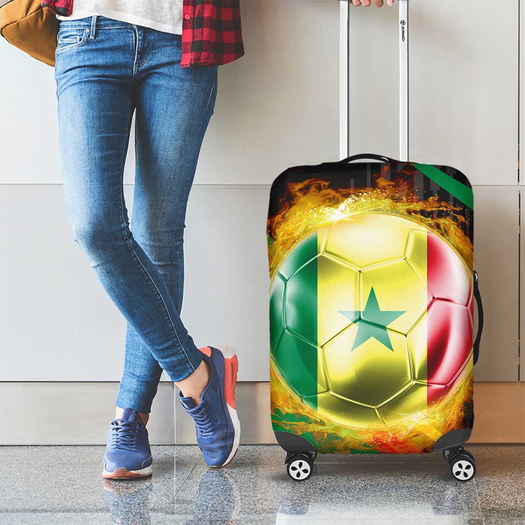 Custom Senegal Luggage Cover Lion Graphic, National Flag, Fiery Soccer Ball - Bold African Pride Design TS04