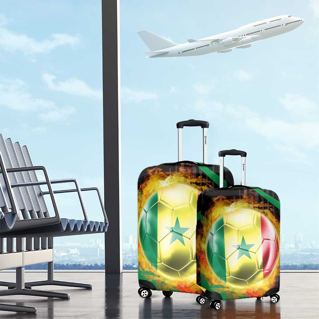 Custom Senegal Luggage Cover Lion Graphic, National Flag, Fiery Soccer Ball - Bold African Pride Design TS04