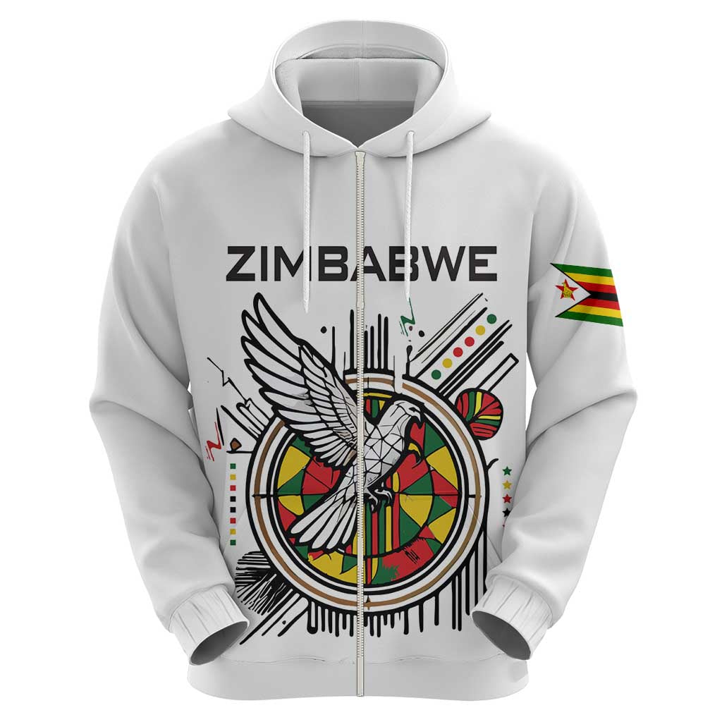 Spirit of Zimbabwe Hoodie Tribal Patterns, Flag Colors and Symbol of Peace TS04