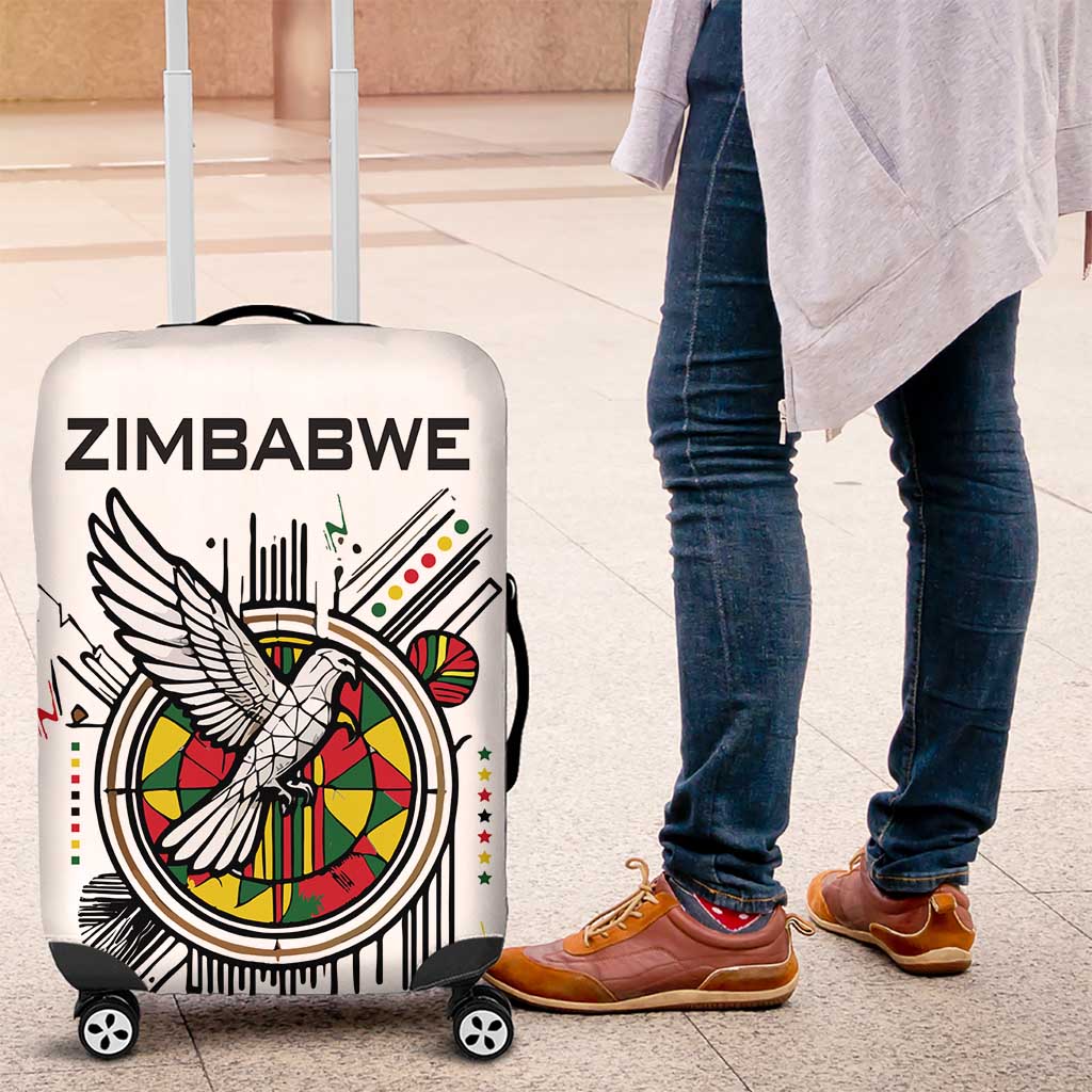 Spirit of Zimbabwe Luggage Cover Tribal Patterns, Flag Colors and Symbol of Peace TS04