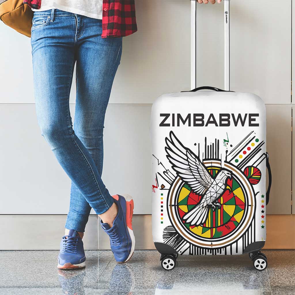 Spirit of Zimbabwe Luggage Cover Tribal Patterns, Flag Colors and Symbol of Peace TS04