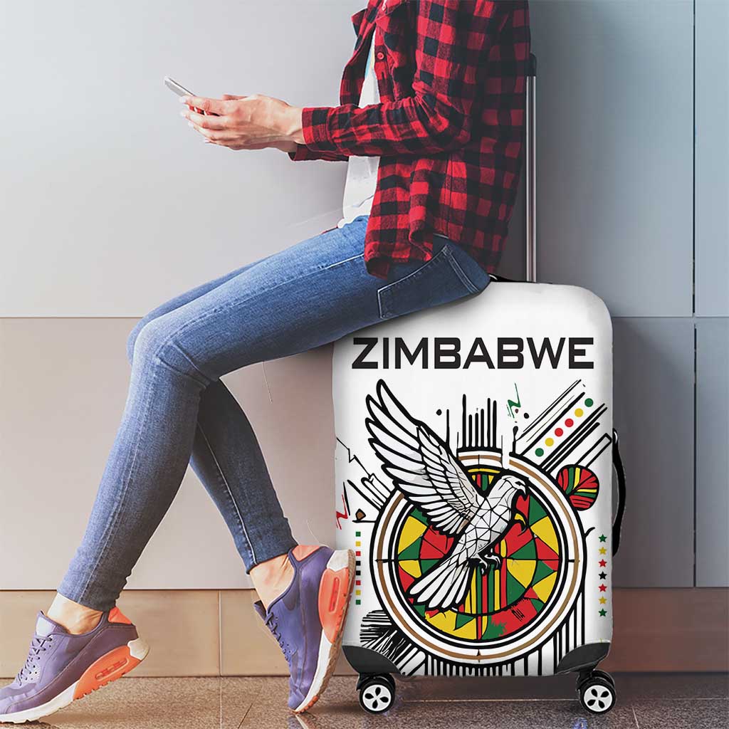 Spirit of Zimbabwe Luggage Cover Tribal Patterns, Flag Colors and Symbol of Peace TS04