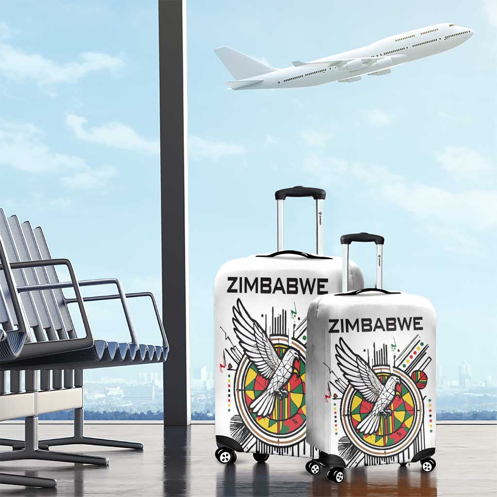 Spirit of Zimbabwe Luggage Cover Tribal Patterns, Flag Colors and Symbol of Peace TS04