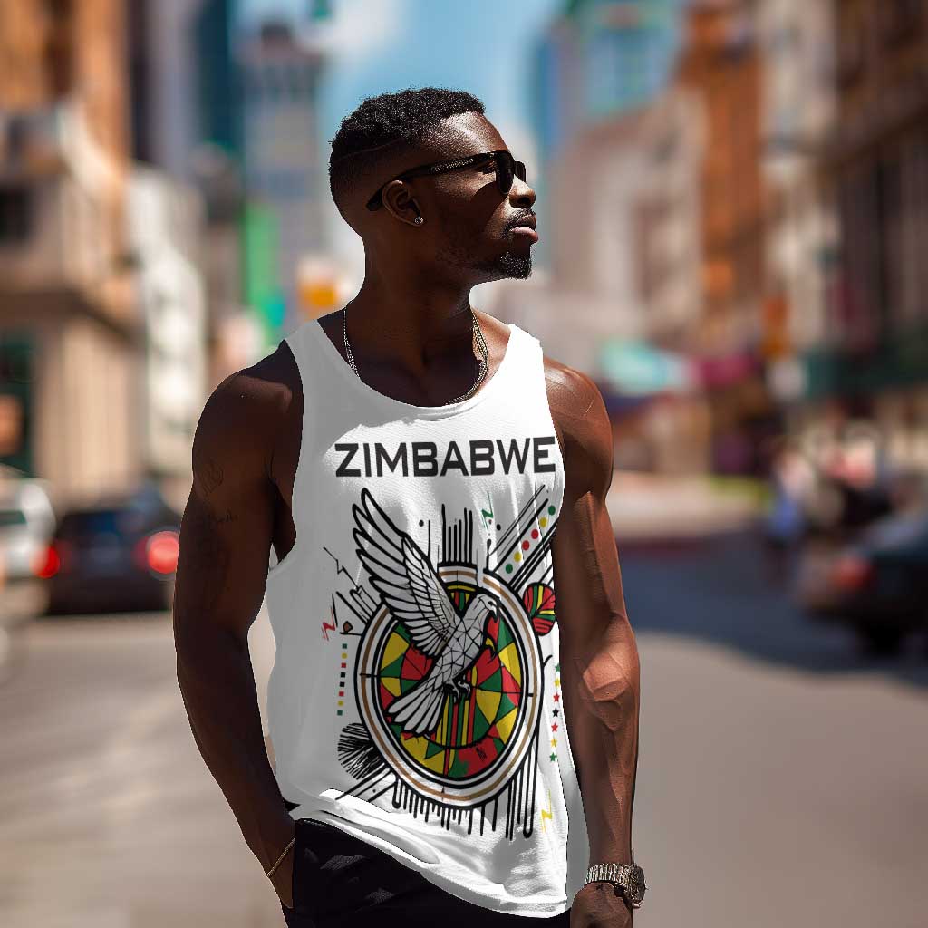Spirit of Zimbabwe Men Tank Top Flag Colors and Symbol of Peace TS04
