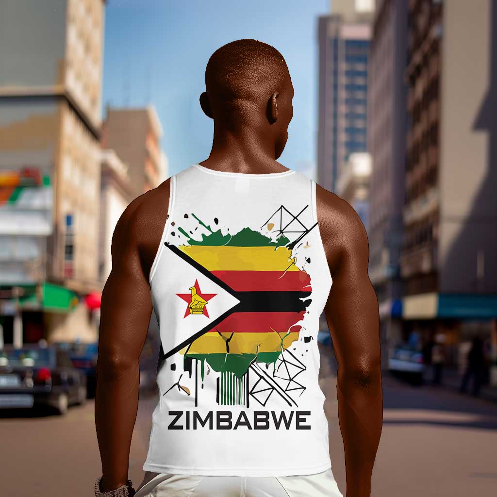 Spirit of Zimbabwe Men Tank Top Flag Colors and Symbol of Peace TS04