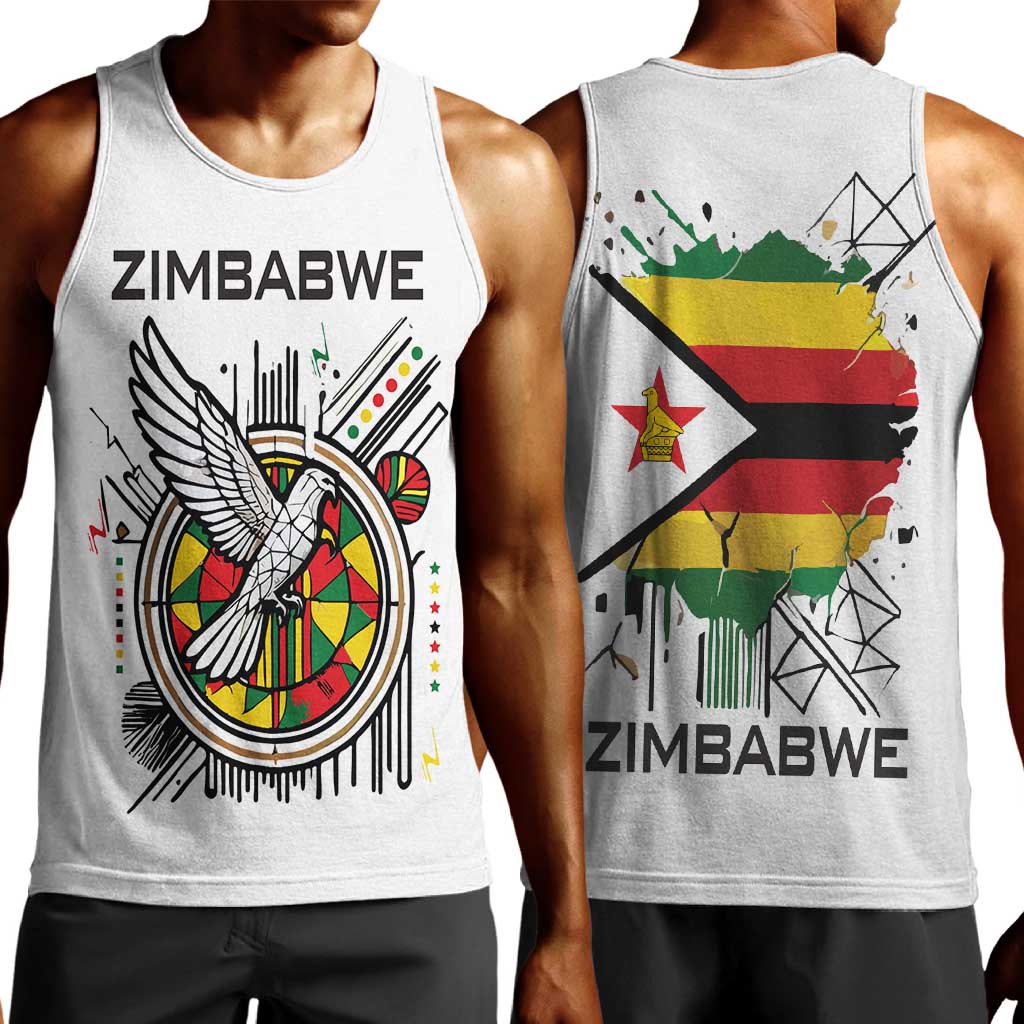 Spirit of Zimbabwe Men Tank Top Flag Colors and Symbol of Peace TS04