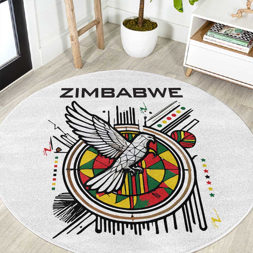 Spirit of Zimbabwe Round Carpet Flag Colors and Symbol of Peace TS04