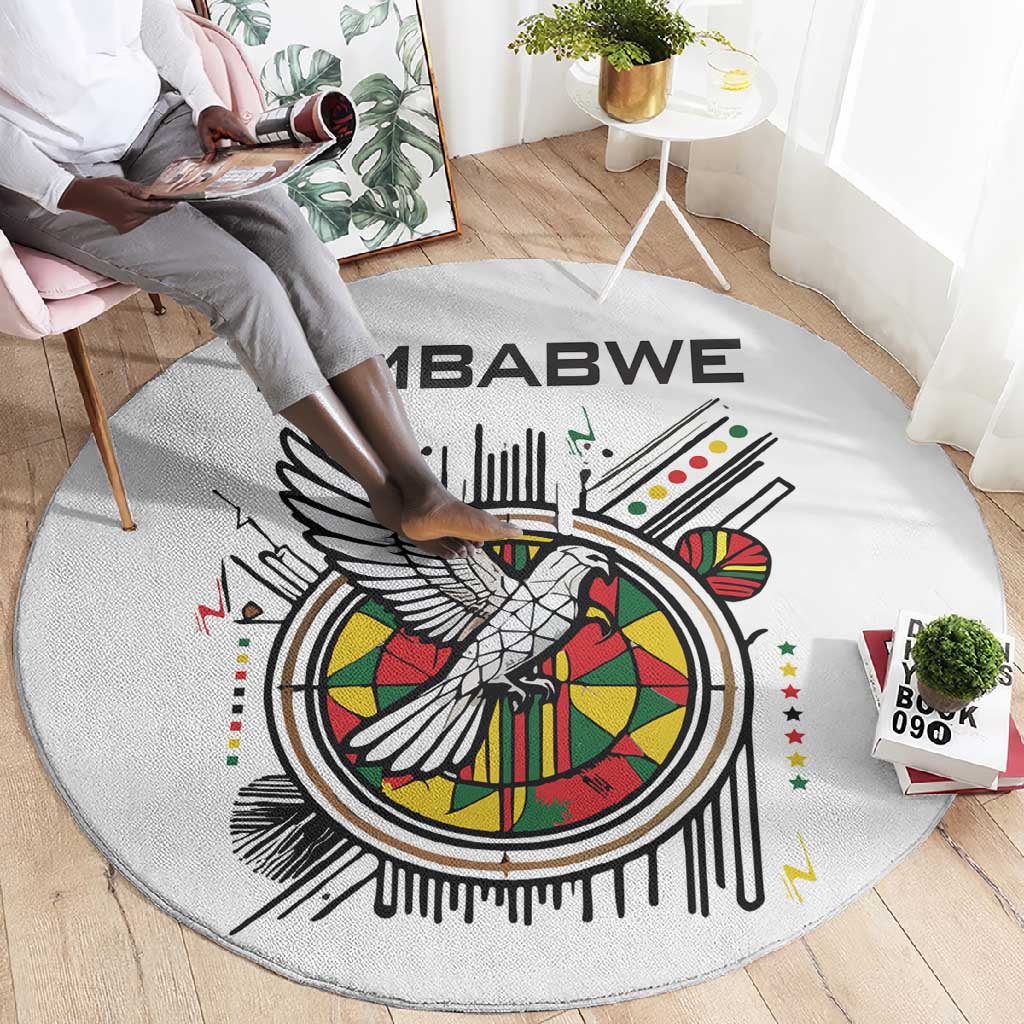 Spirit of Zimbabwe Round Carpet Flag Colors and Symbol of Peace TS04