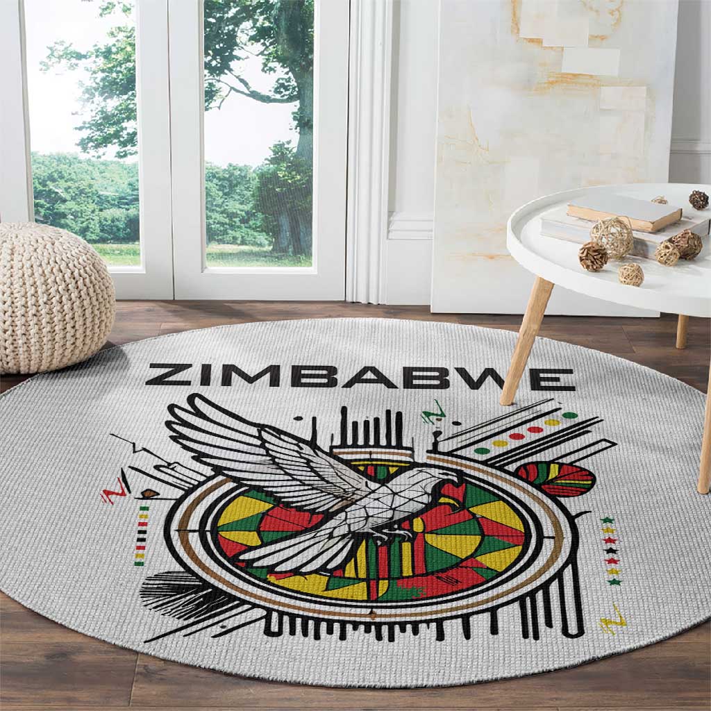 Spirit of Zimbabwe Round Carpet Flag Colors and Symbol of Peace TS04