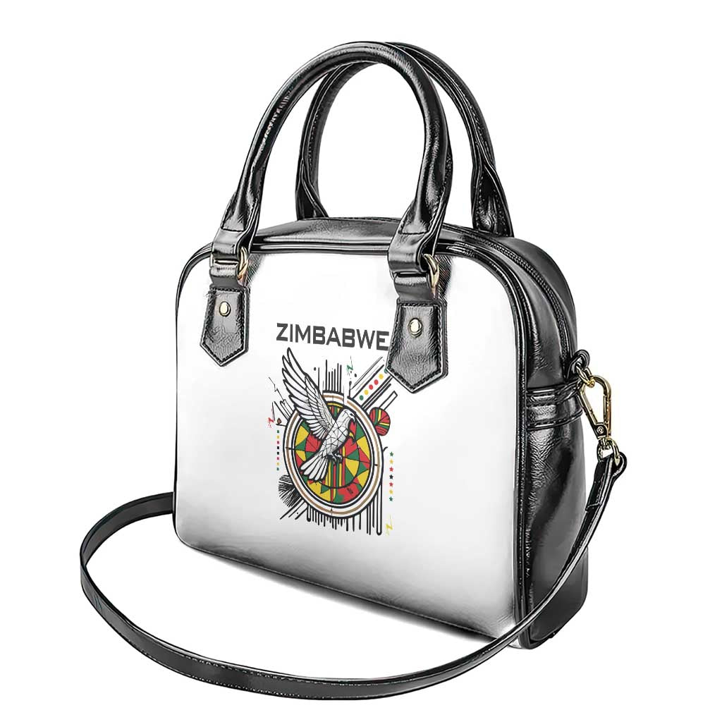 Spirit of Zimbabwe Shoulder Handbag Tribal Patterns, Flag Colors and Symbol of Peace TS04