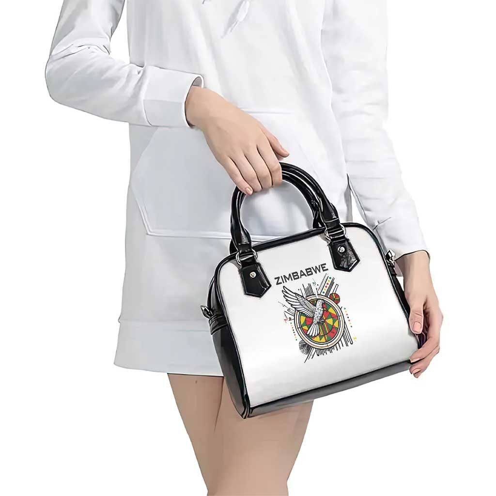 Spirit of Zimbabwe Shoulder Handbag Tribal Patterns, Flag Colors and Symbol of Peace TS04