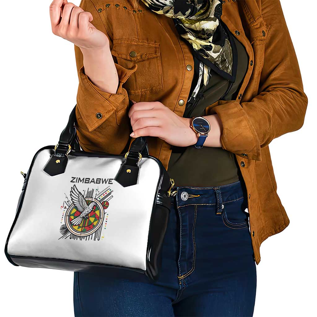 Spirit of Zimbabwe Shoulder Handbag Tribal Patterns, Flag Colors and Symbol of Peace TS04