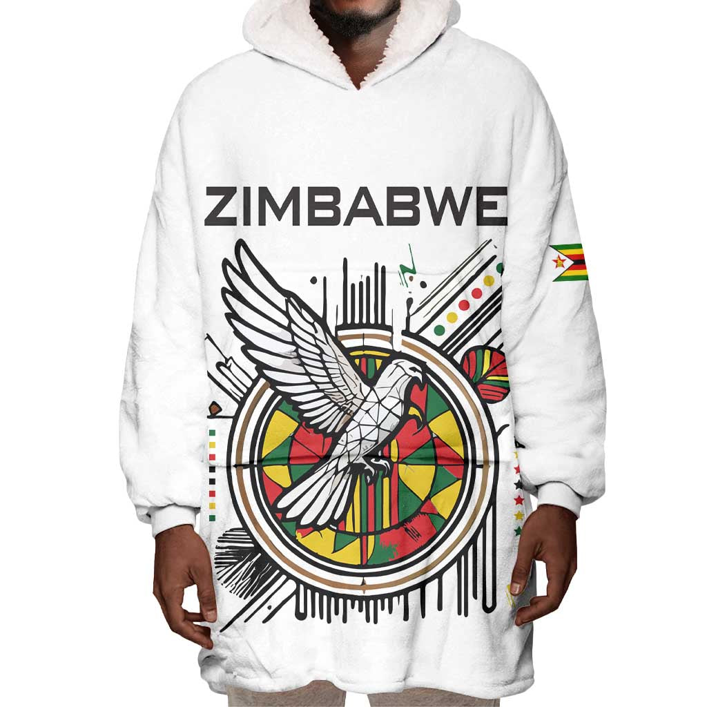 Spirit of Zimbabwe Wearable Blanket Hoodie Flag Colors and Symbol of Peace TS04