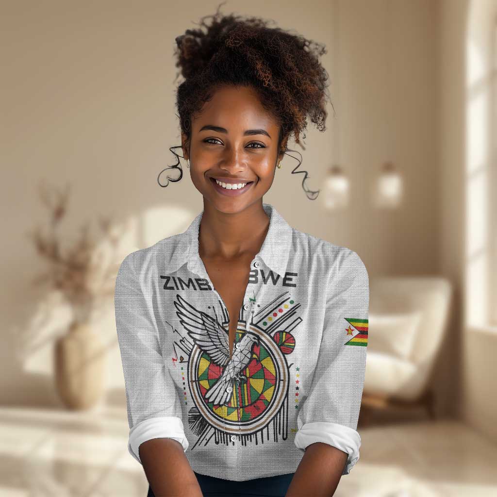 Spirit of Zimbabwe Women Casual Shirt Flag Colors and Symbol of Peace TS04