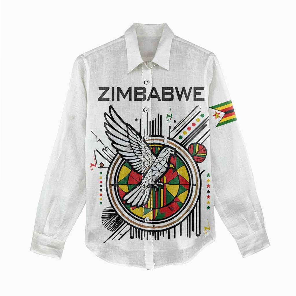 Spirit of Zimbabwe Women Casual Shirt Flag Colors and Symbol of Peace TS04