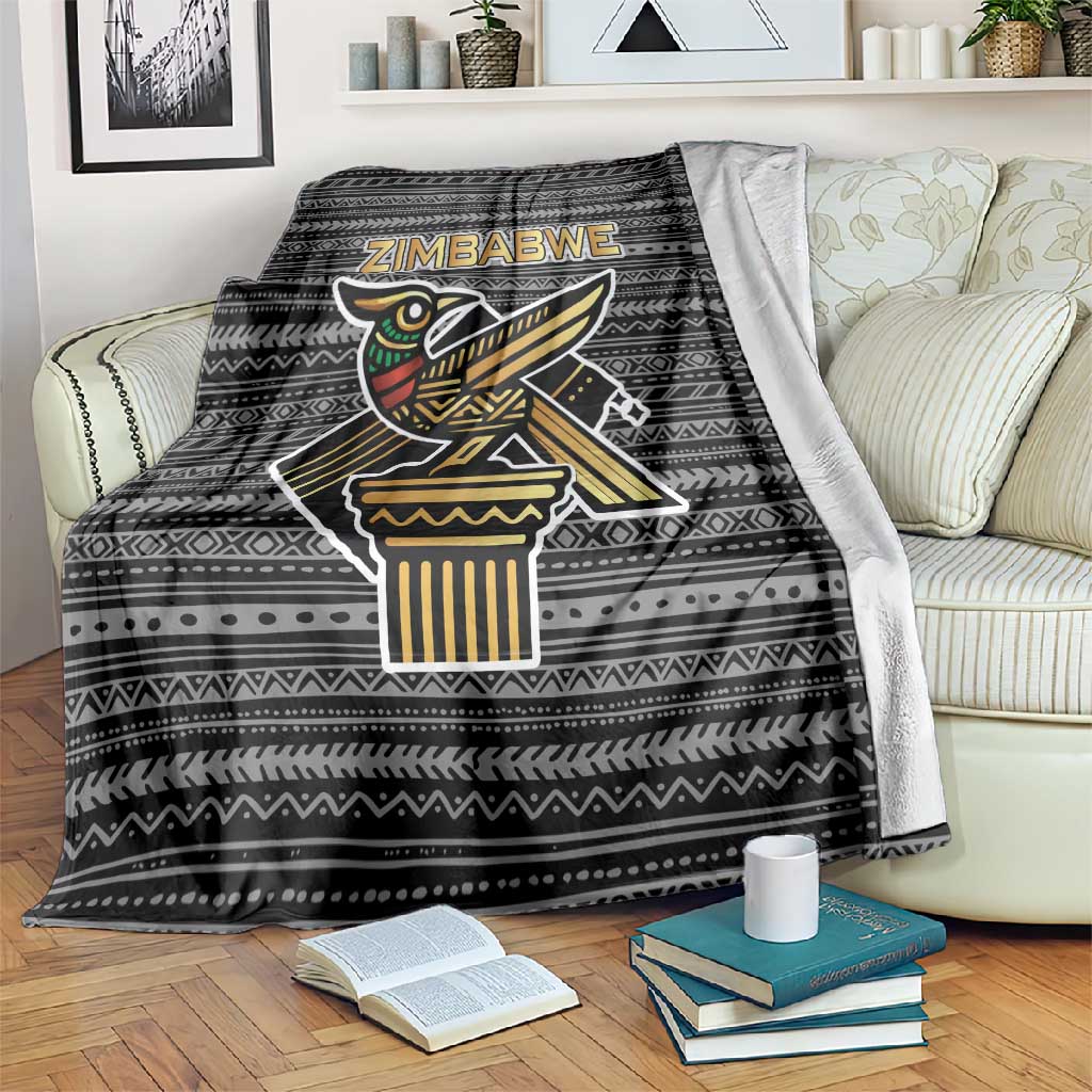 Zimbabwean Bird Statue Blanket Tribal Pattern Flag Patch and Heritage Symbol TS04