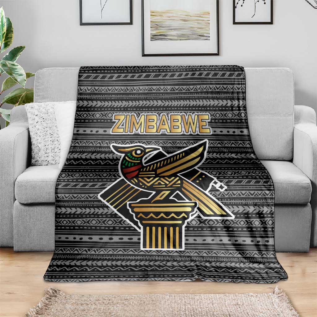 Zimbabwean Bird Statue Blanket Tribal Pattern Flag Patch and Heritage Symbol TS04