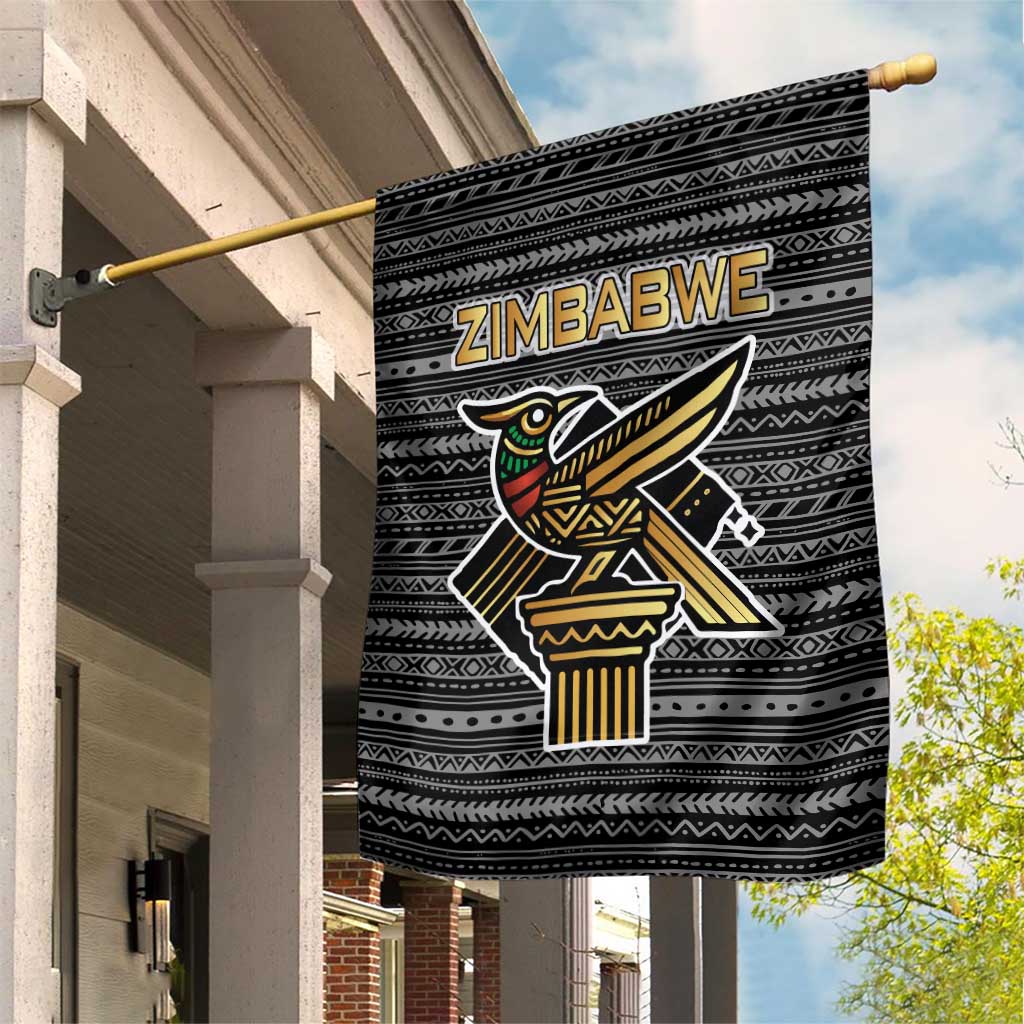 Zimbabwean Bird Statue Garden Flag Tribal Pattern Flag Patch and Heritage Symbol TS04