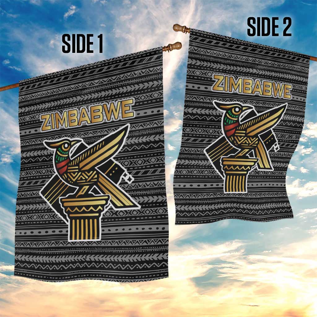 Zimbabwean Bird Statue Garden Flag Tribal Pattern Flag Patch and Heritage Symbol TS04