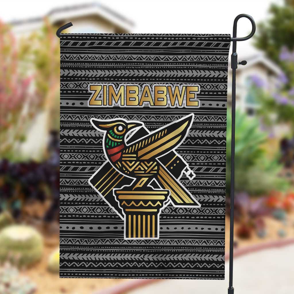 Zimbabwean Bird Statue Garden Flag Tribal Pattern Flag Patch and Heritage Symbol TS04