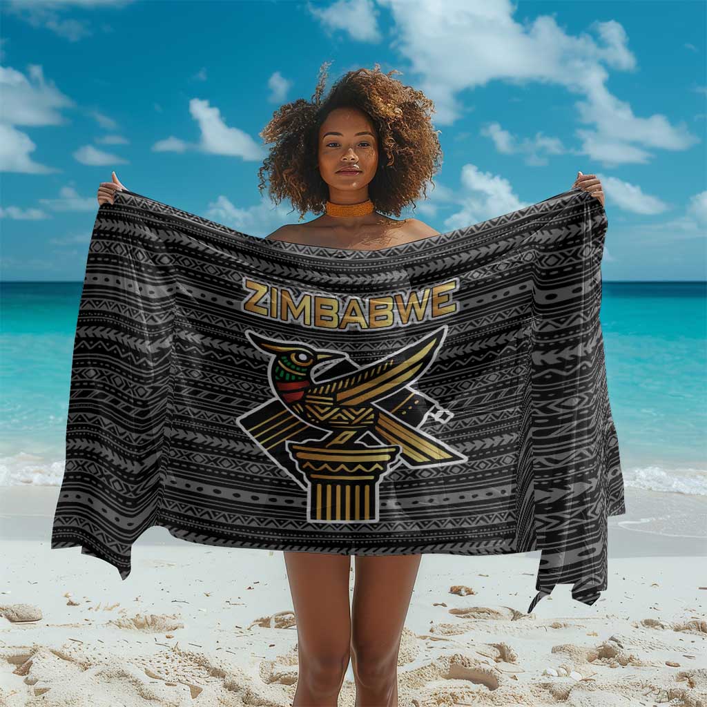 Zimbabwean Bird Statue Sarong Tribal Pattern Flag Patch and Heritage Symbol TS04