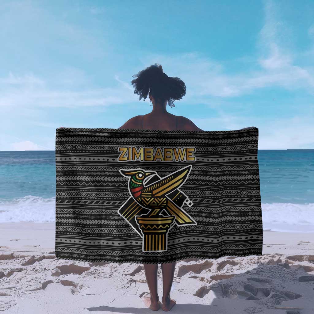 Zimbabwean Bird Statue Sarong Tribal Pattern Flag Patch and Heritage Symbol TS04
