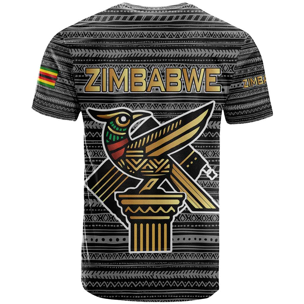 Zimbabwean Bird Statue T shirt Tribal Pattern Flag Patch and Heritage Symbol TS04