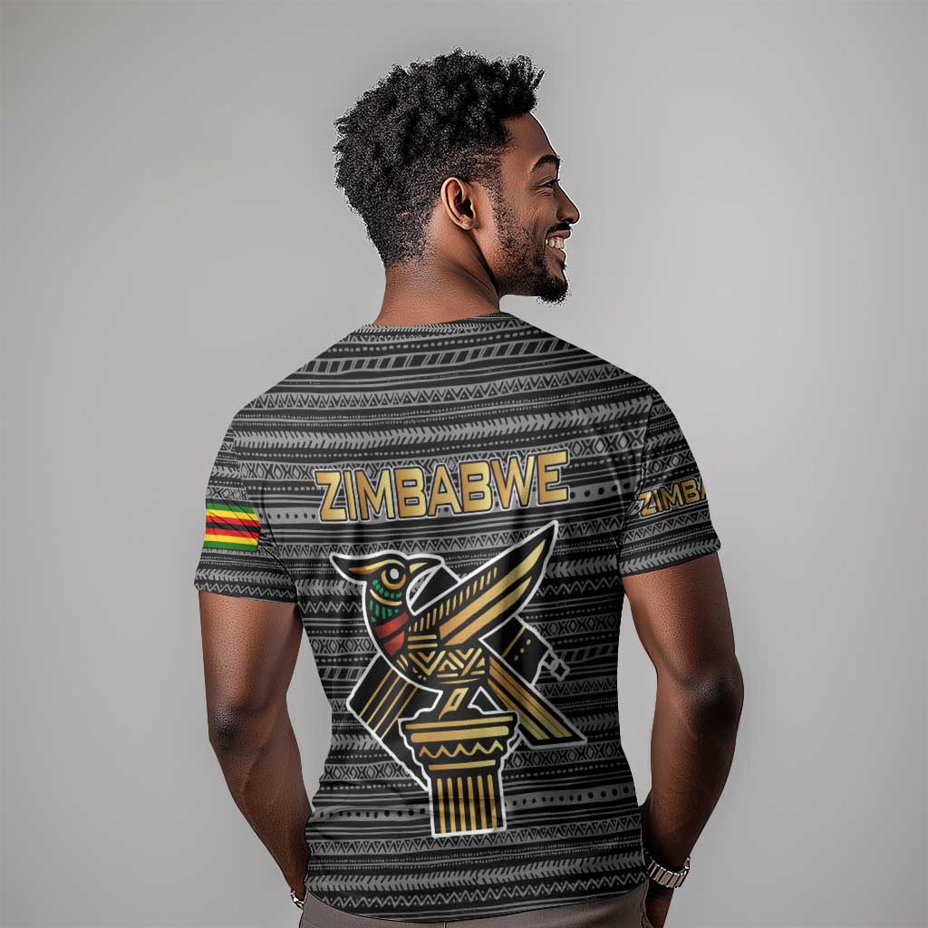 Zimbabwean Bird Statue T shirt Tribal Pattern Flag Patch and Heritage Symbol TS04