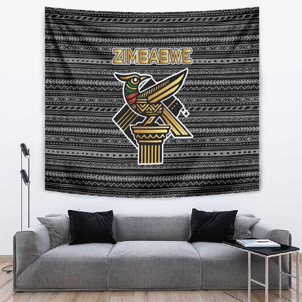 Zimbabwean Bird Statue Tapestry Tribal Pattern Flag Patch and Heritage Symbol TS04