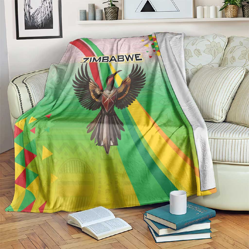 Vibe Zimbabwe Blanket Tribal-Inspired Background with Geometric Flag Color Design TS04