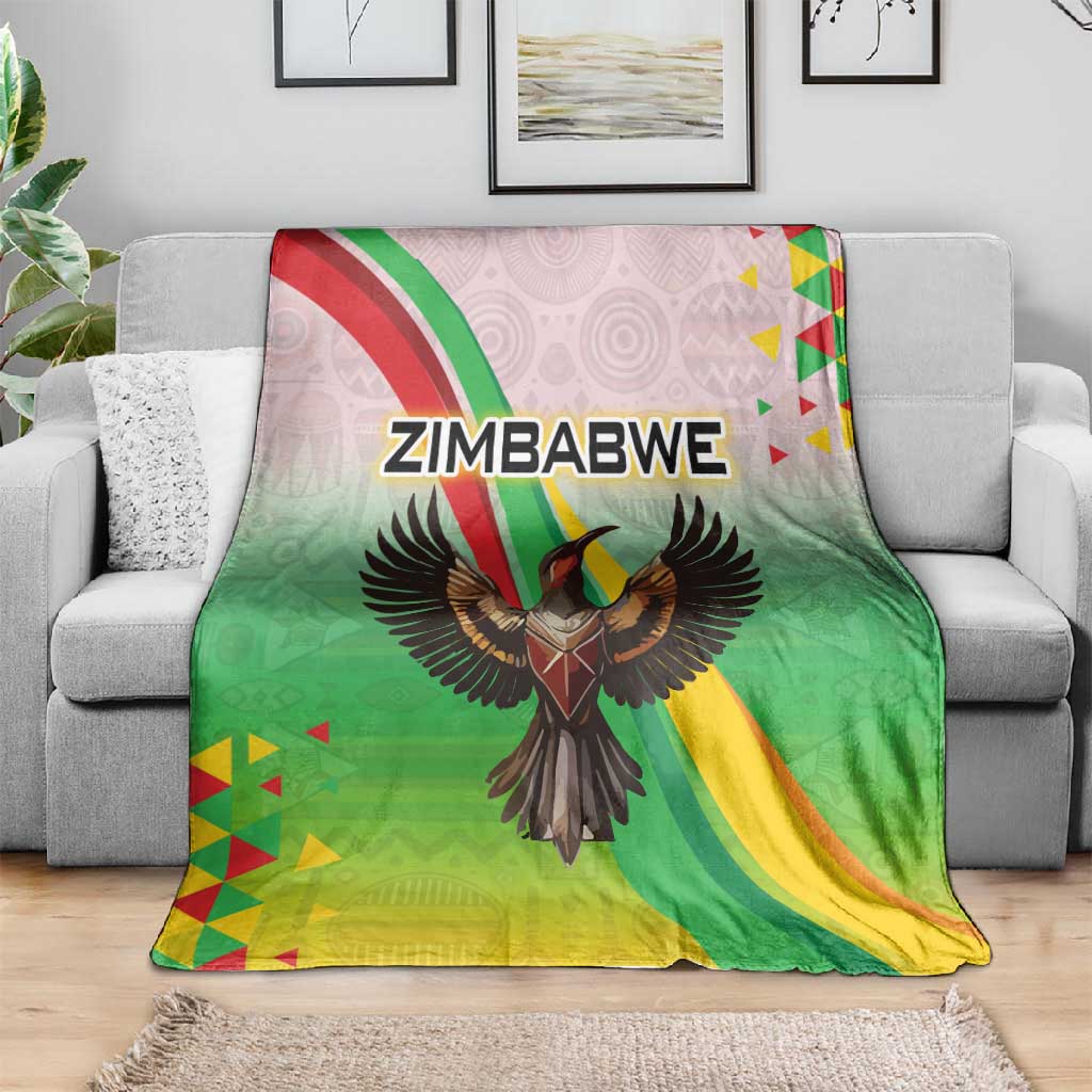 Vibe Zimbabwe Blanket Tribal-Inspired Background with Geometric Flag Color Design TS04