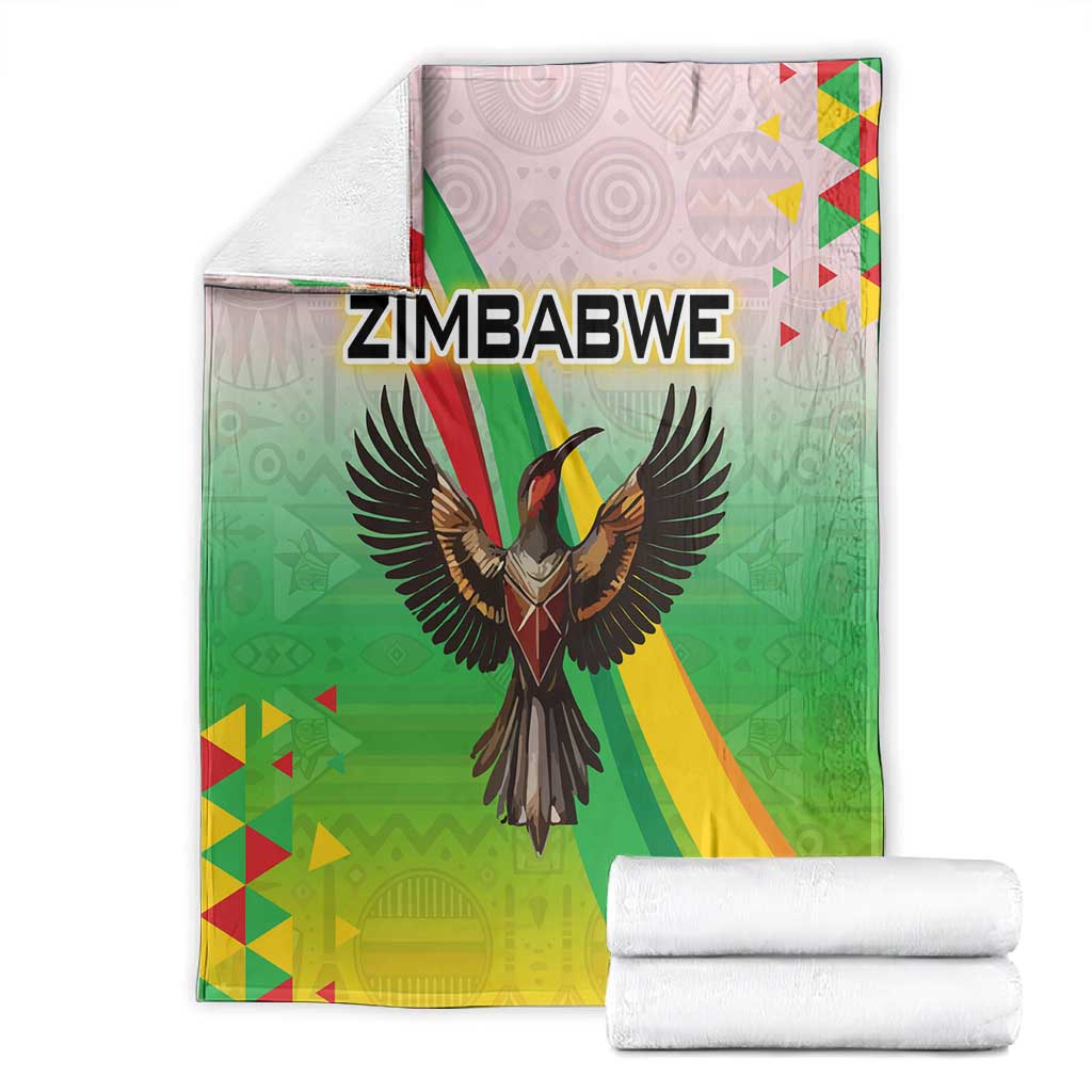Vibe Zimbabwe Blanket Tribal-Inspired Background with Geometric Flag Color Design TS04