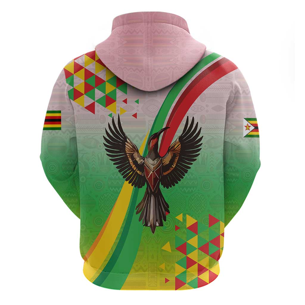 Zimbabwe Vibe Hoodie Tribal-Inspired Background with Geometric Flag Color Design TS04