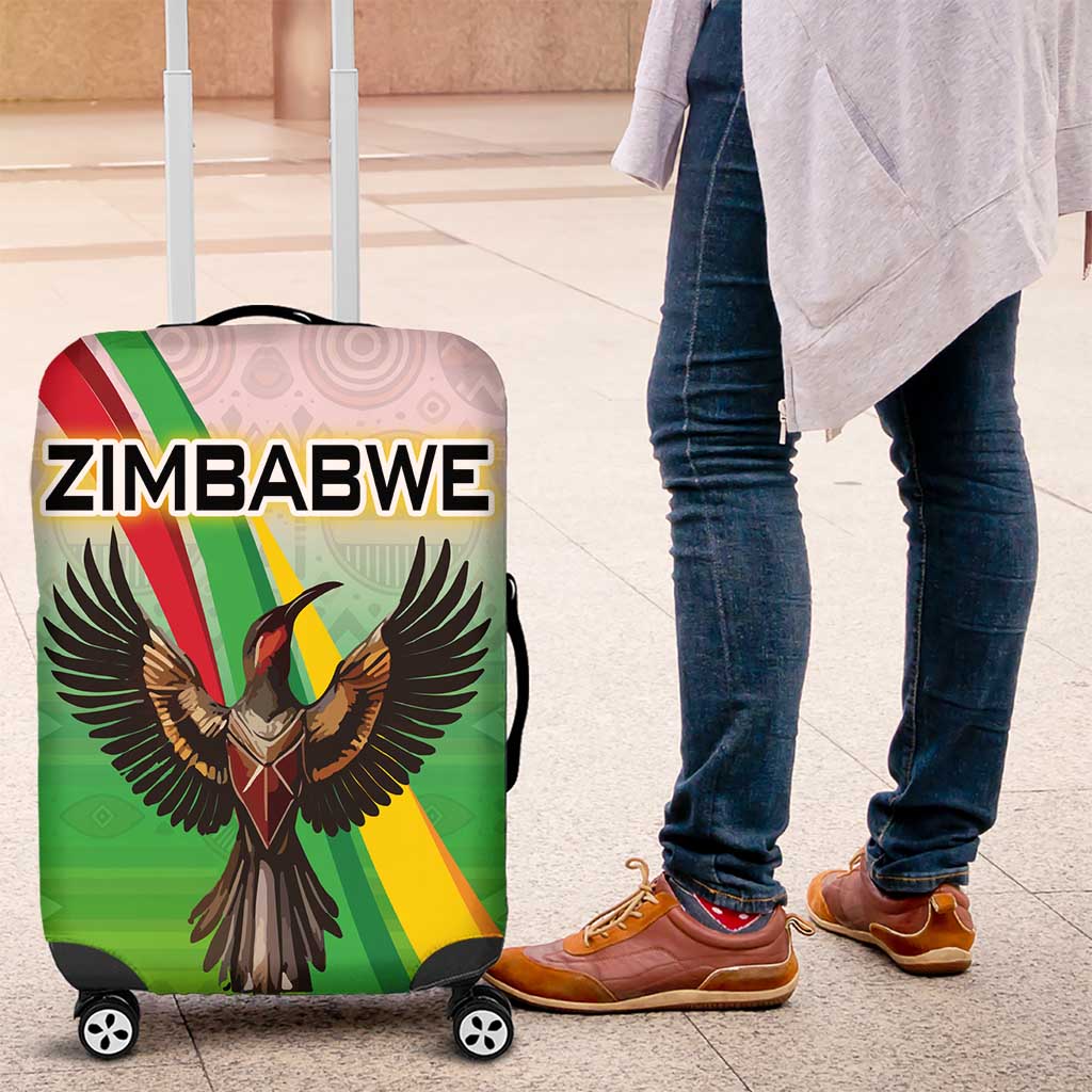 Zimbabwe Vibe Luggage Cover Tribal-Inspired Background with Geometric Flag Color Design TS04
