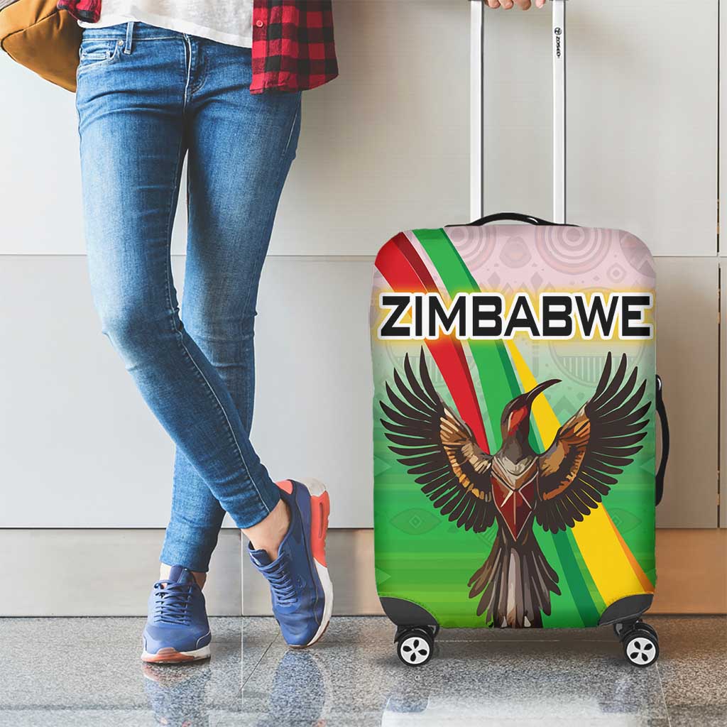 Zimbabwe Vibe Luggage Cover Tribal-Inspired Background with Geometric Flag Color Design TS04