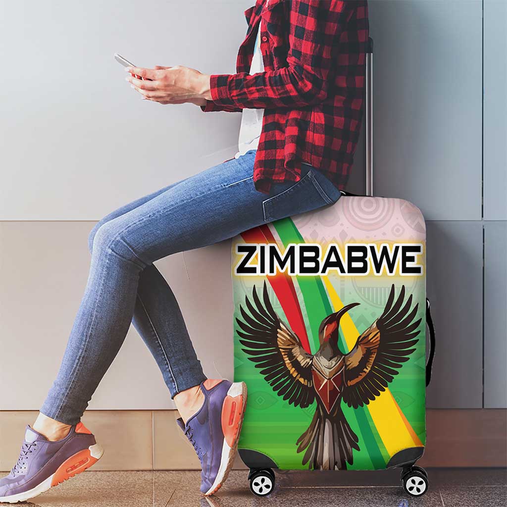 Zimbabwe Vibe Luggage Cover Tribal-Inspired Background with Geometric Flag Color Design TS04