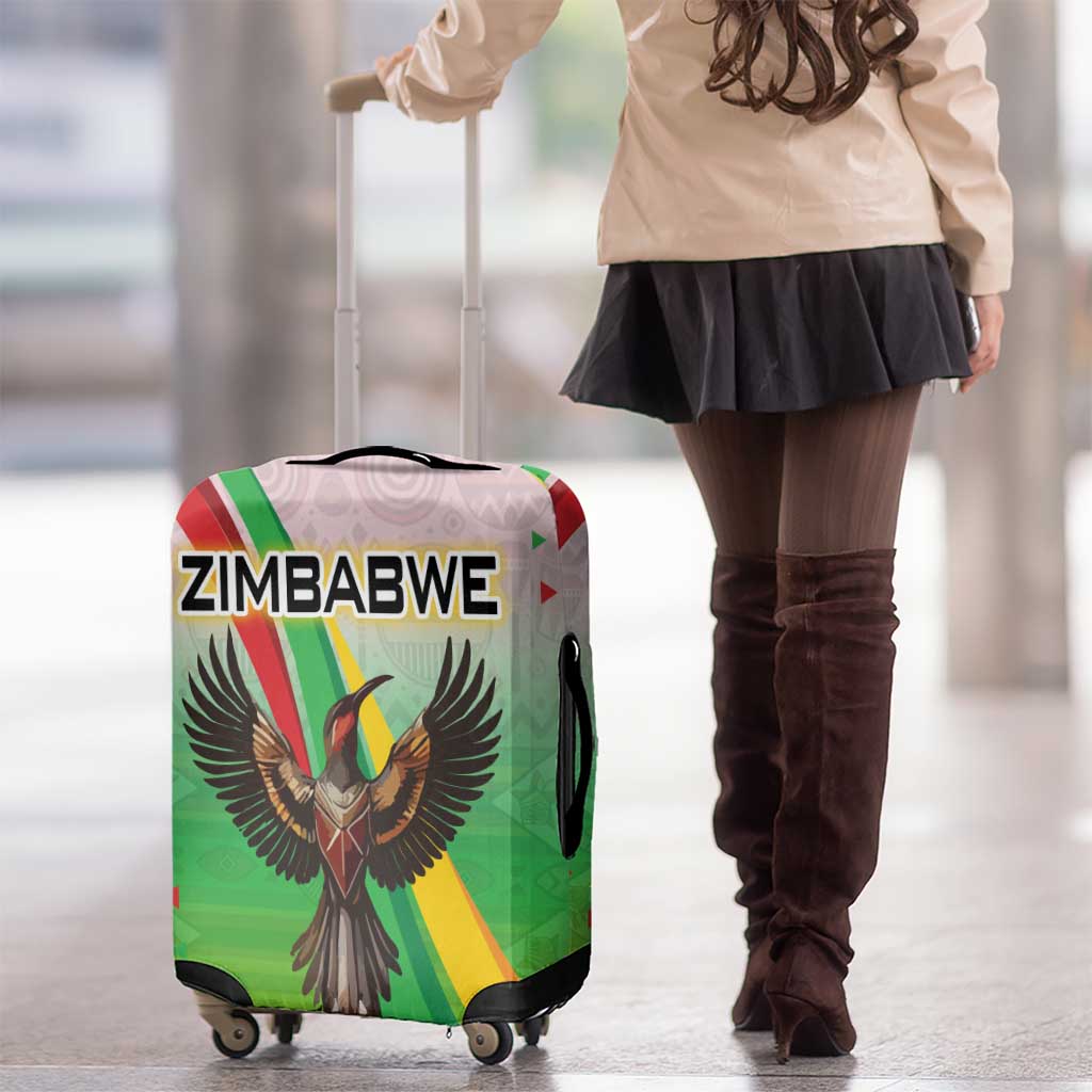 Zimbabwe Vibe Luggage Cover Tribal-Inspired Background with Geometric Flag Color Design TS04
