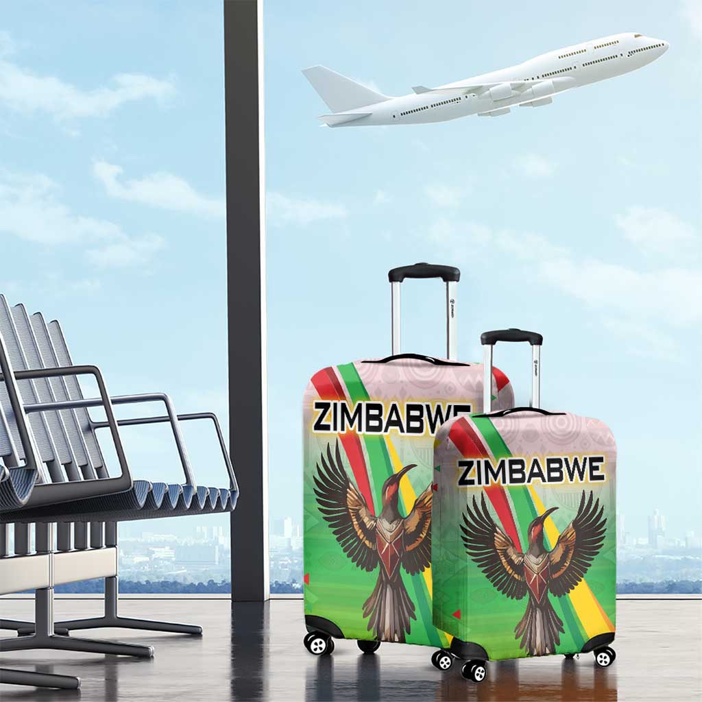 Zimbabwe Vibe Luggage Cover Tribal-Inspired Background with Geometric Flag Color Design TS04