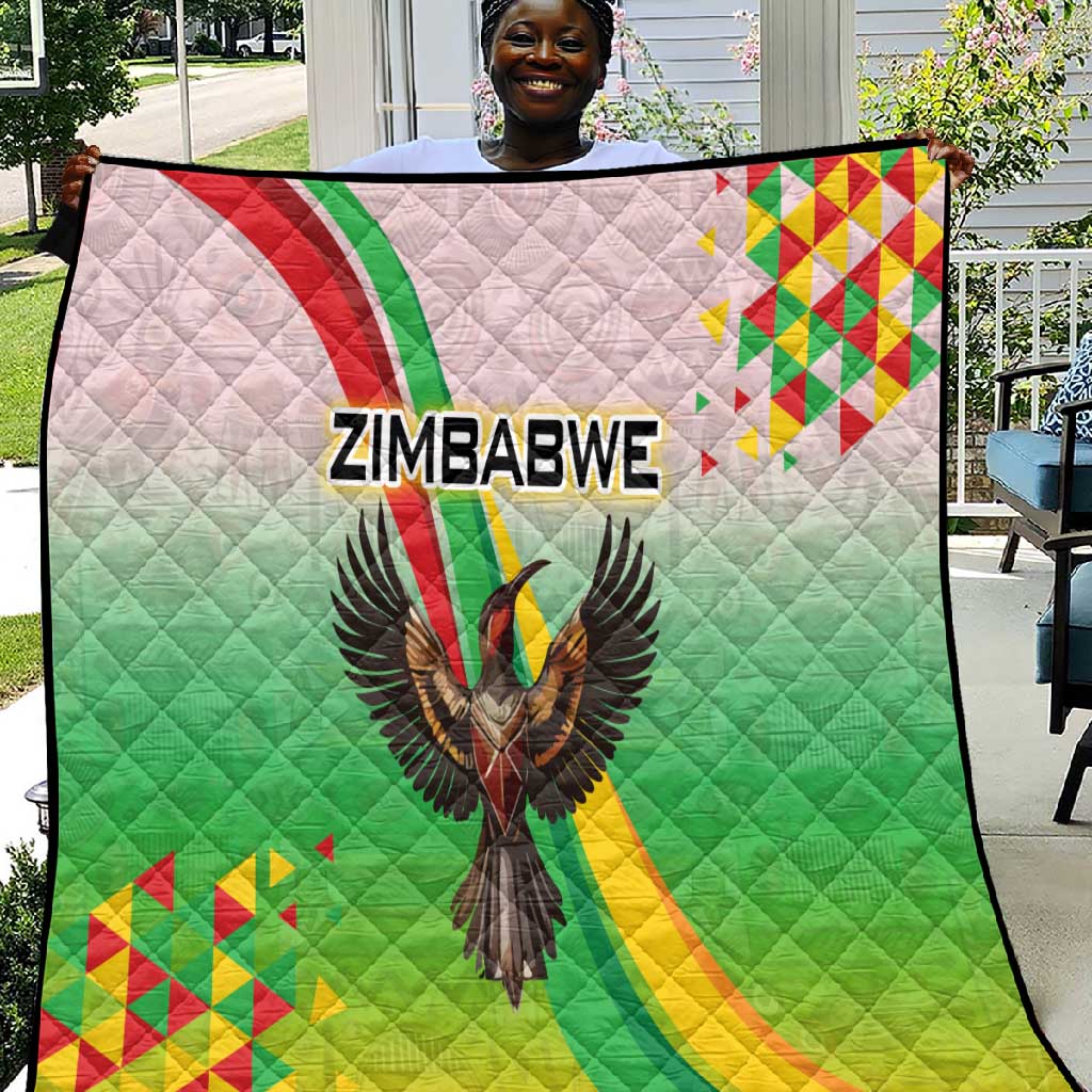 Vibe Zimbabwe Quilt Tribal-Inspired Background with Geometric Flag Color Design TS04