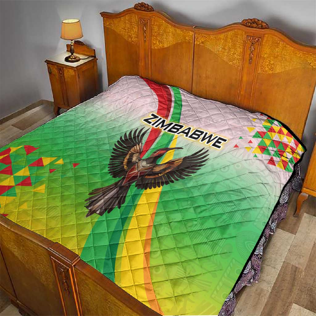 Vibe Zimbabwe Quilt Tribal-Inspired Background with Geometric Flag Color Design TS04