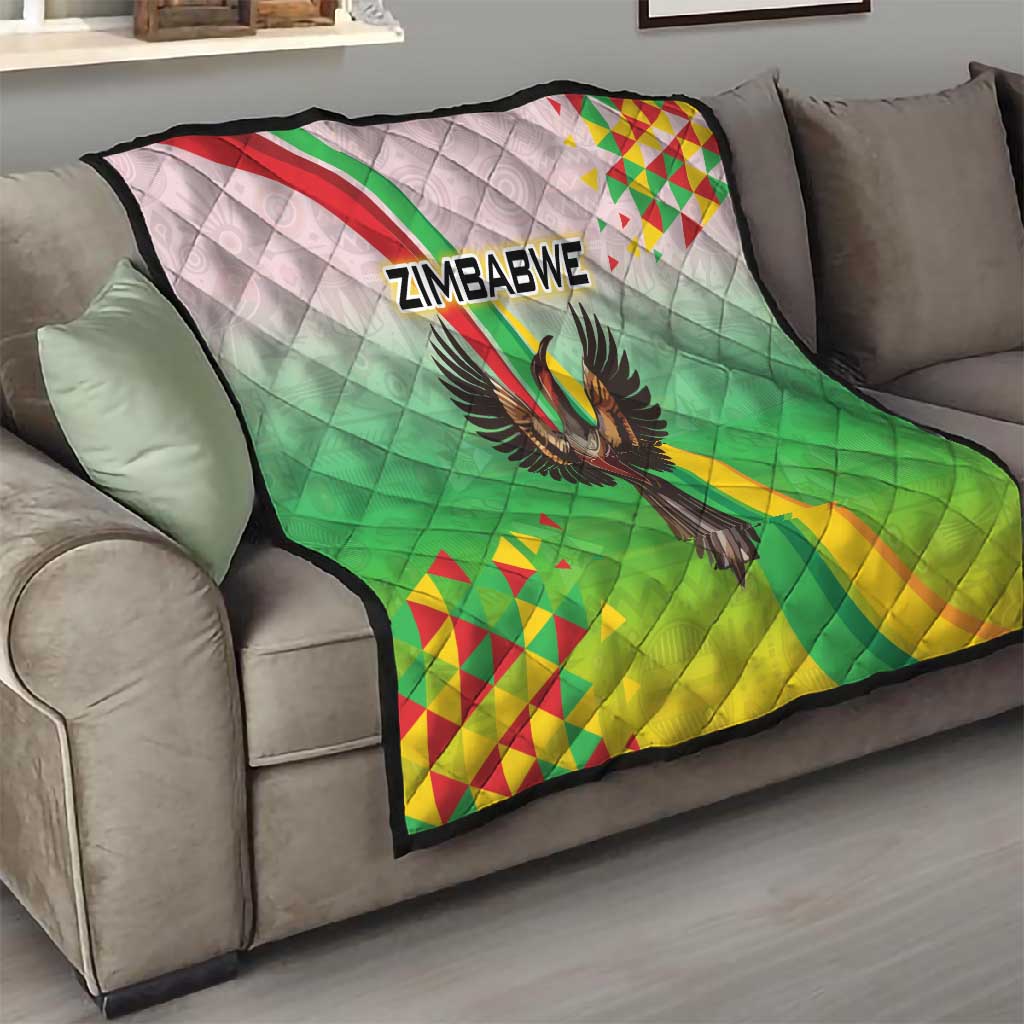 Vibe Zimbabwe Quilt Tribal-Inspired Background with Geometric Flag Color Design TS04