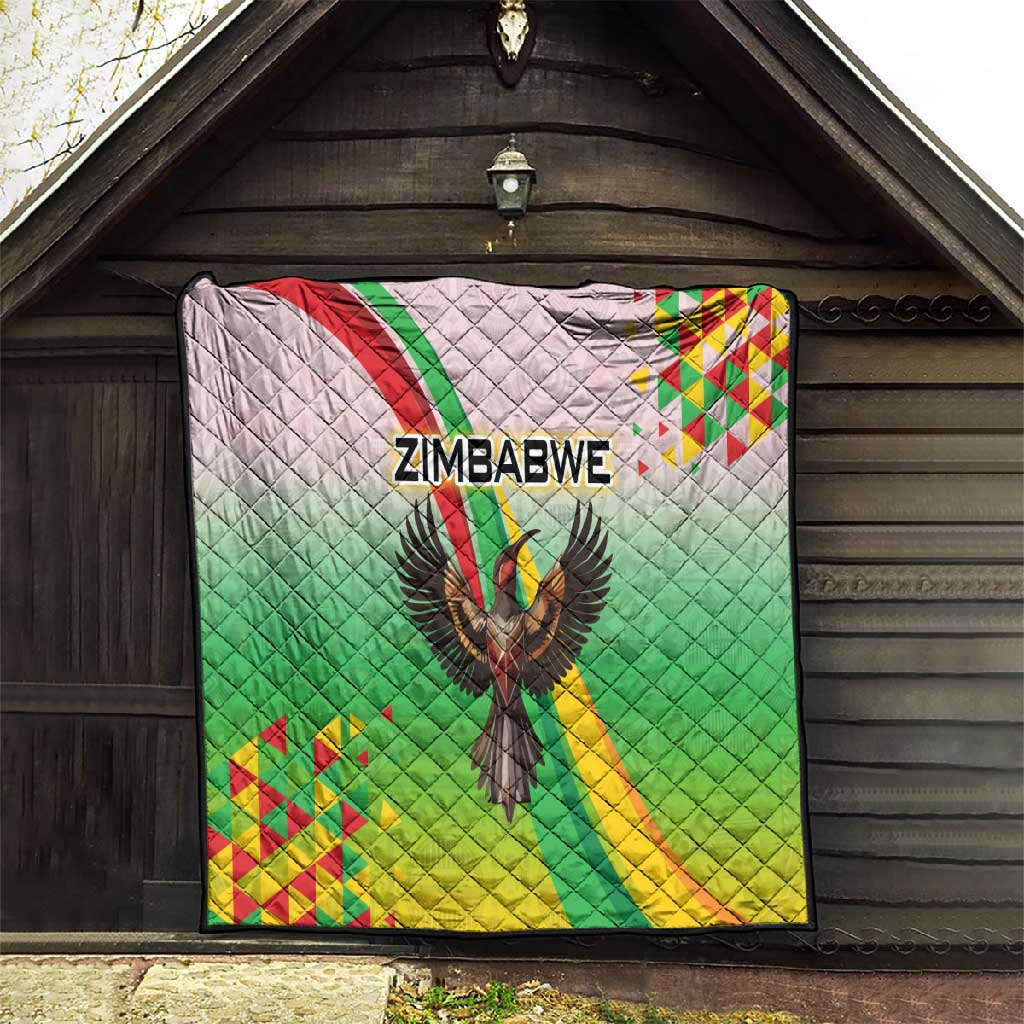 Vibe Zimbabwe Quilt Tribal-Inspired Background with Geometric Flag Color Design TS04